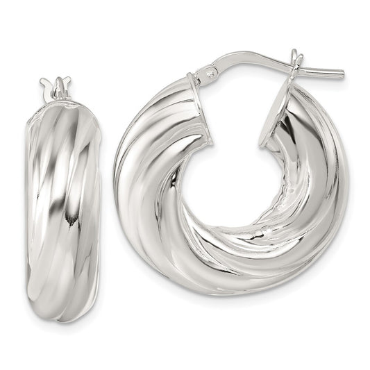 Sterling Silver Polished 8mm Twisted Hoop Earrings