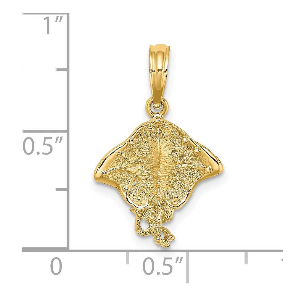 14k Yellow Gold Stingray Charm Pendant for Women