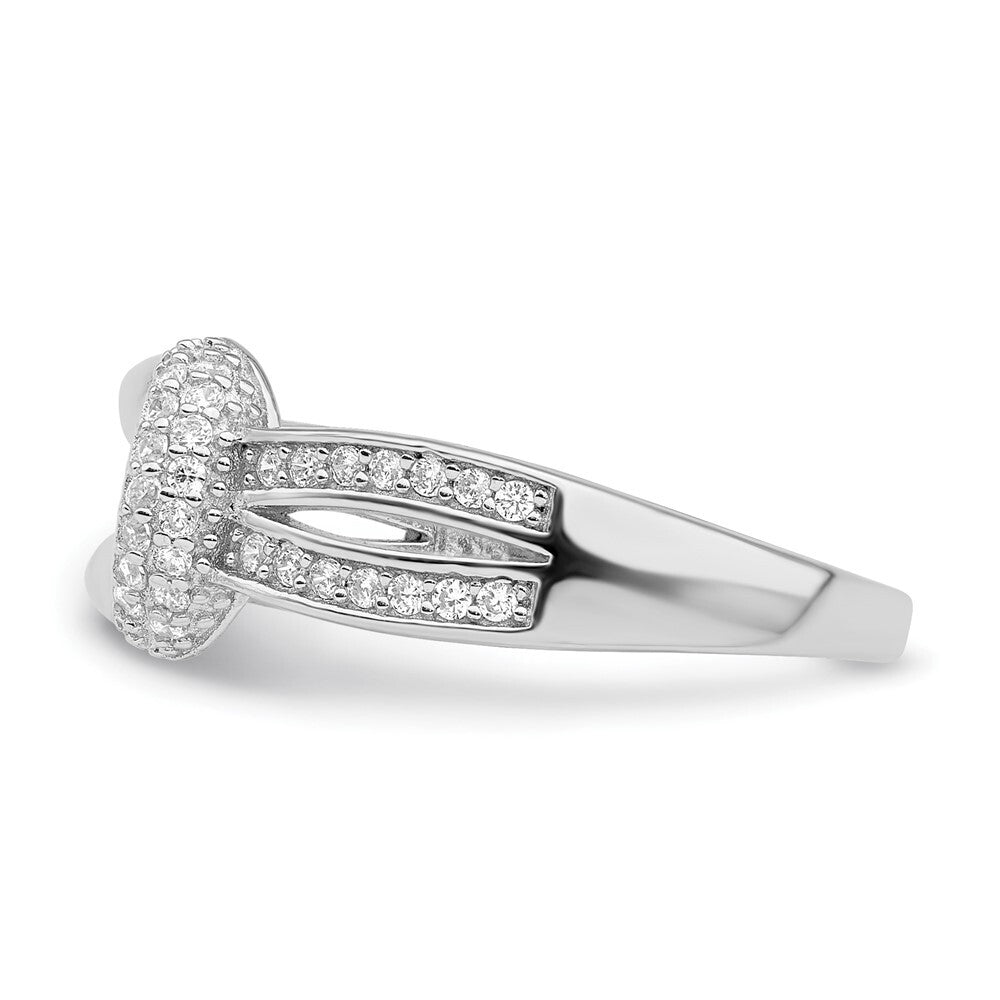 Sterling Silver Polished Rhodium-plated CZ Knot Ring Size 8