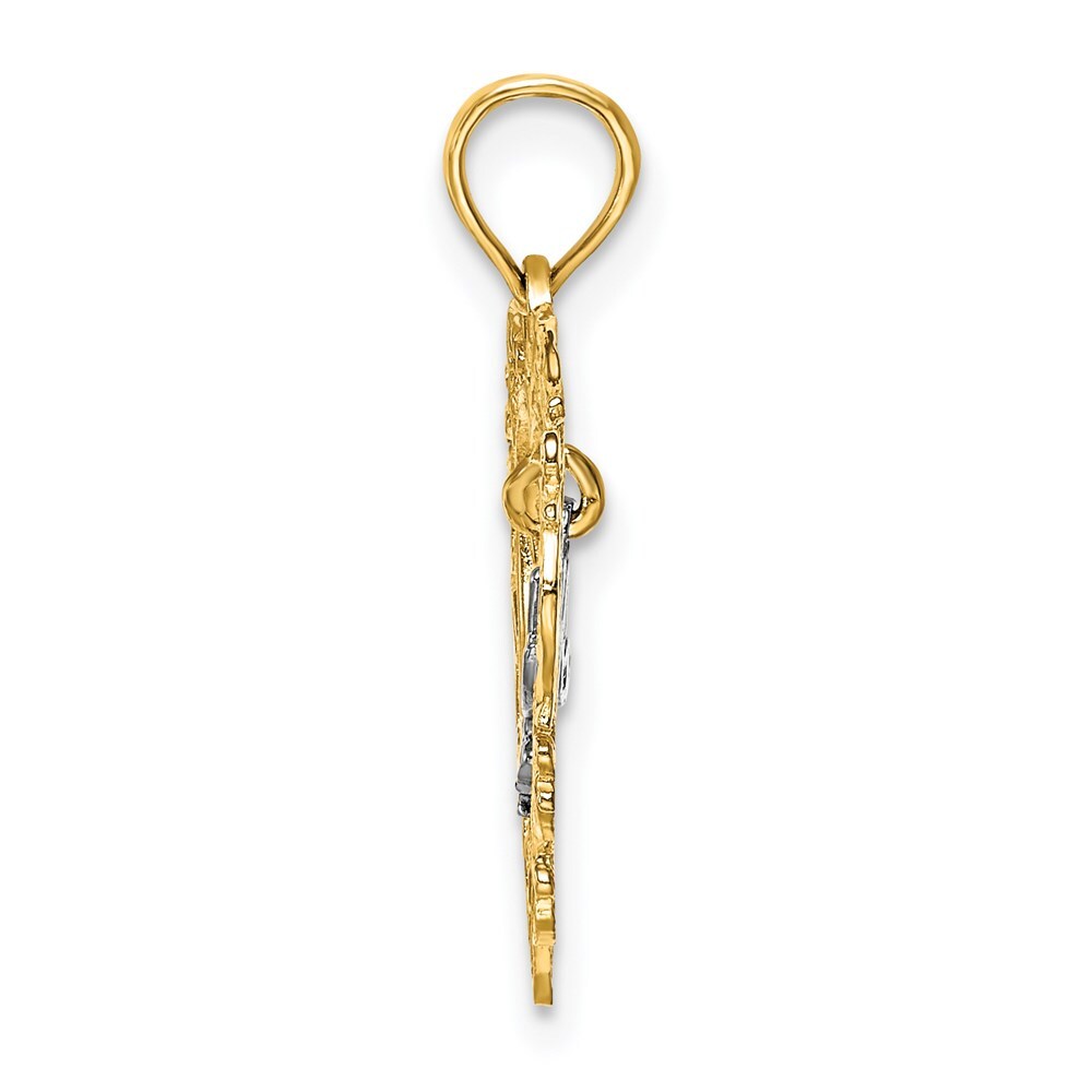 14k Two-tone Gold MOM Inside Heart Charm Pendant for Women