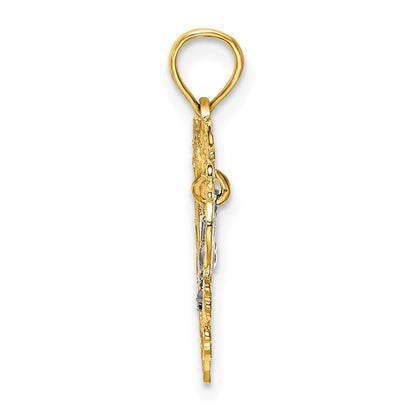 14k Two-tone Gold MOM Inside Heart Charm Pendant for Women