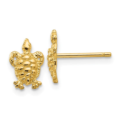 14k Yellow Gold Mini Turtle Stud Earrings