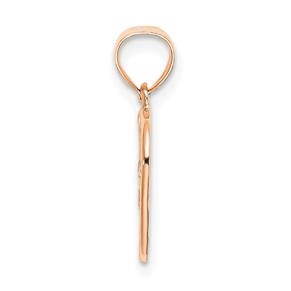 14K Rose Polished Cut-Out and Textured Woven Heart Charm Pendant