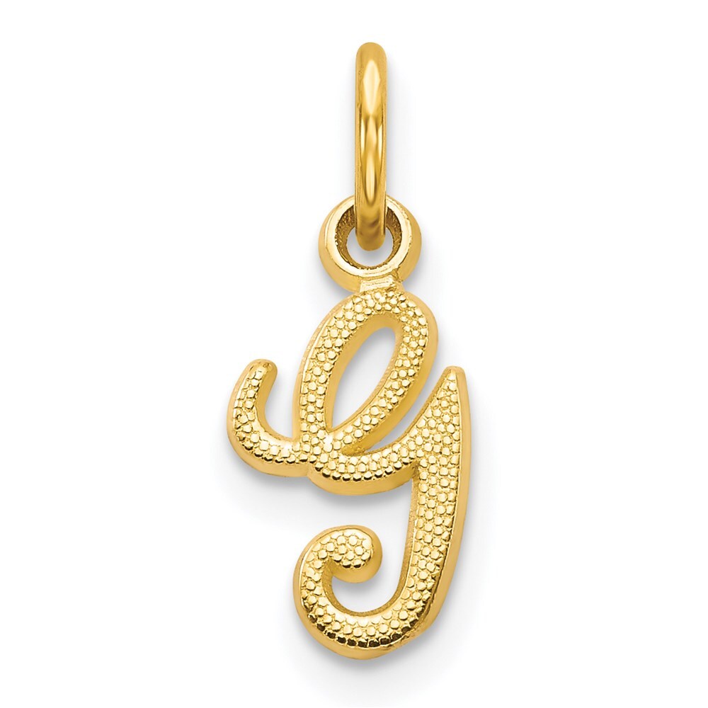 14k Yellow Gold Script Letter G Initial Charm Pendant for Women