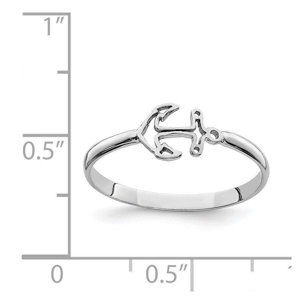 14K White Gold Polished Anchor Ring