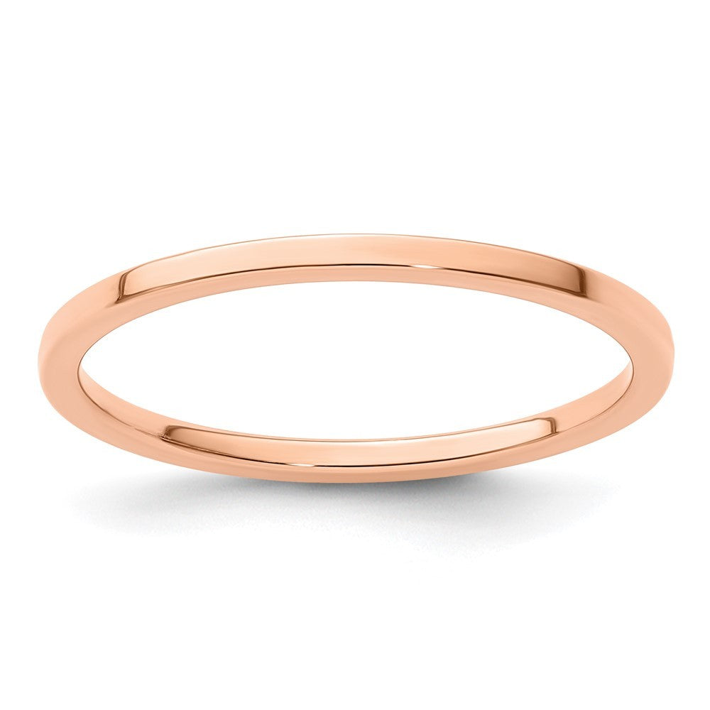 14K Rose Gold 1.2mm Flat Polished Stackable Band Ring Size 10