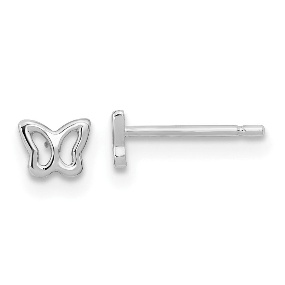 14K White Gold Butterfly Stud Earrings Gift for Women