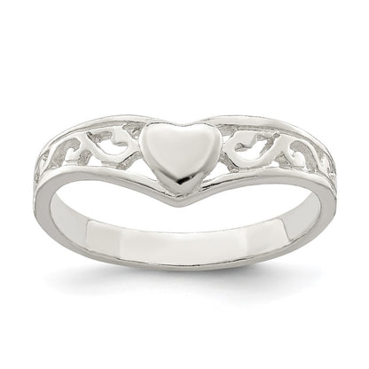 Sterling Silver Heart Ring Size 6