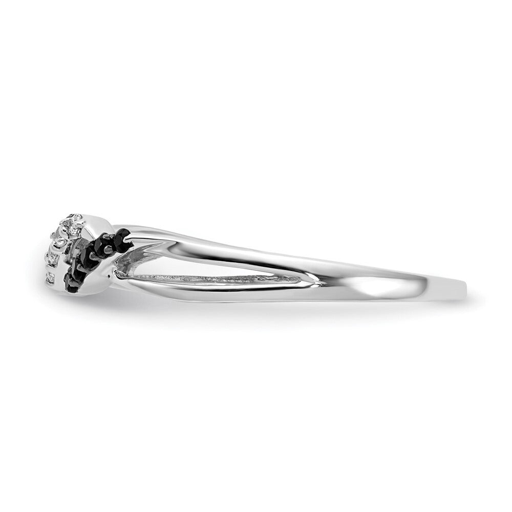 14k White Gold w/ Black and White Diamond Twist Ring Size 13