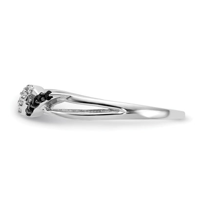 14k White Gold w/ Black and White Diamond Twist Ring Size 13