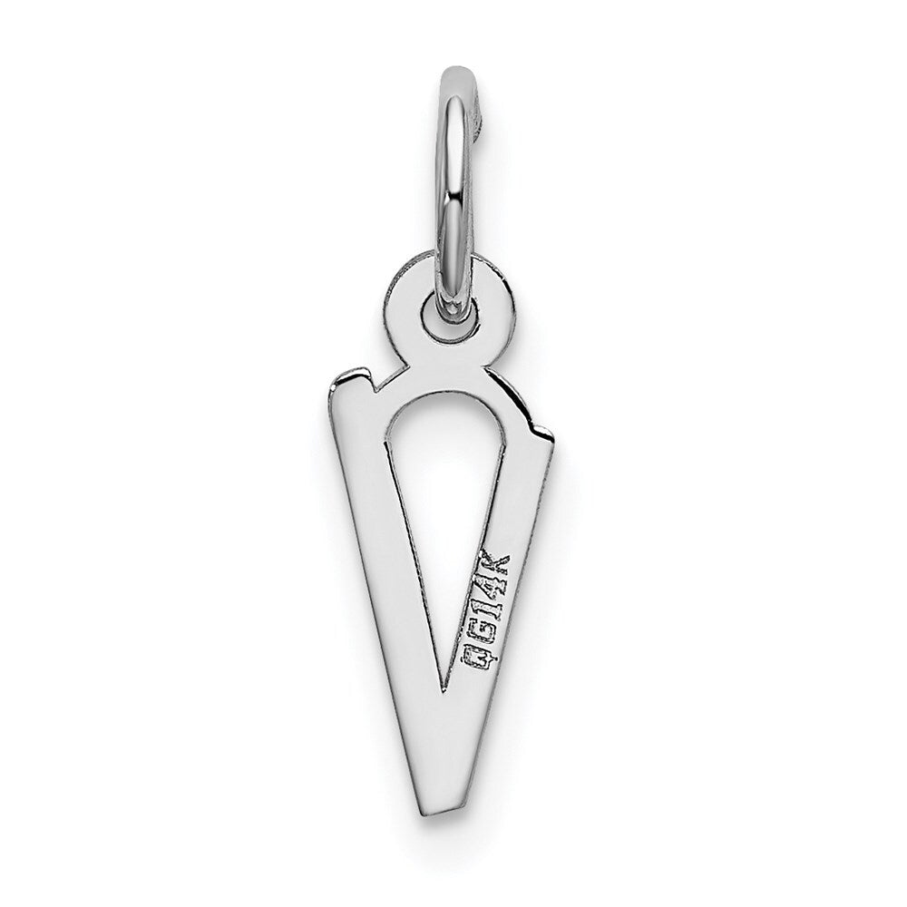 14k White Gold Small Slanted Block Letter V Initial Charm Pendant for Women