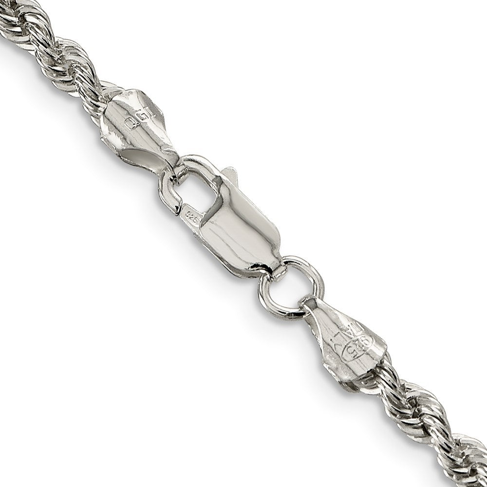 Sterling Silver 3mm Solid Rope Chain Necklace