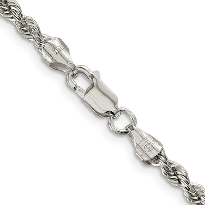 Sterling Silver 3mm Solid Rope Chain Necklace