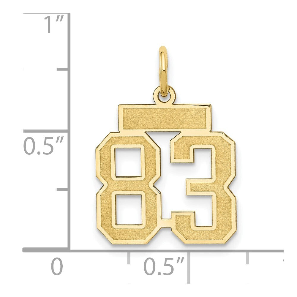 14k Yellow Gold Small Satin Number 83 Charm Pendant for Women