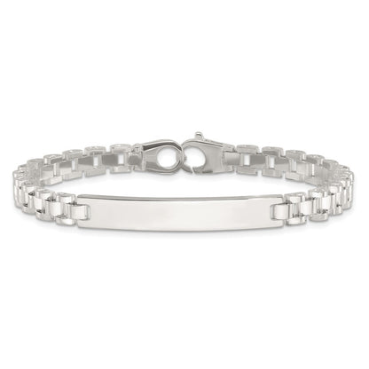 Sterling Silver Polished 6.6mm Fancy Link 8 inch Mens ID Bracelet