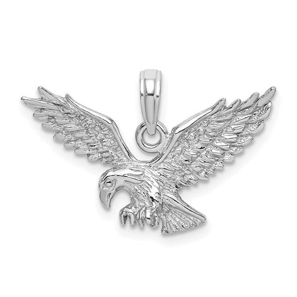 14k White Gold Textured Eagle Landing Charm Pendant for Women