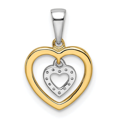 14k Two-tone Gold Heart Dangle Diamond Pendant for Women