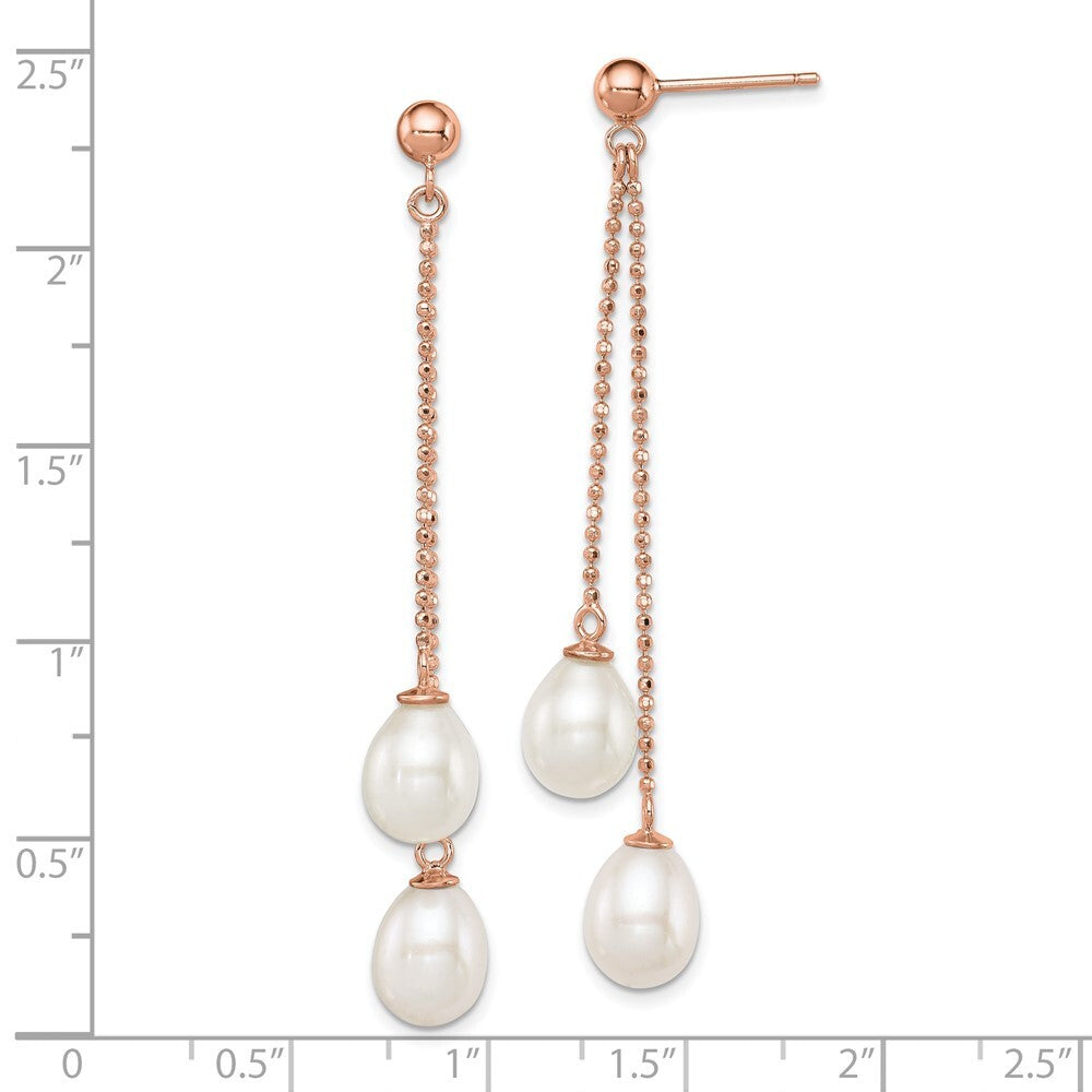 Sterling Silver White Rice Freshwater Cultured Pearl Dangle Earrings