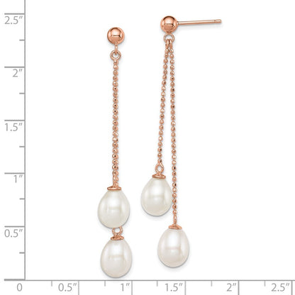 Sterling Silver White Rice Freshwater Cultured Pearl Dangle Earrings