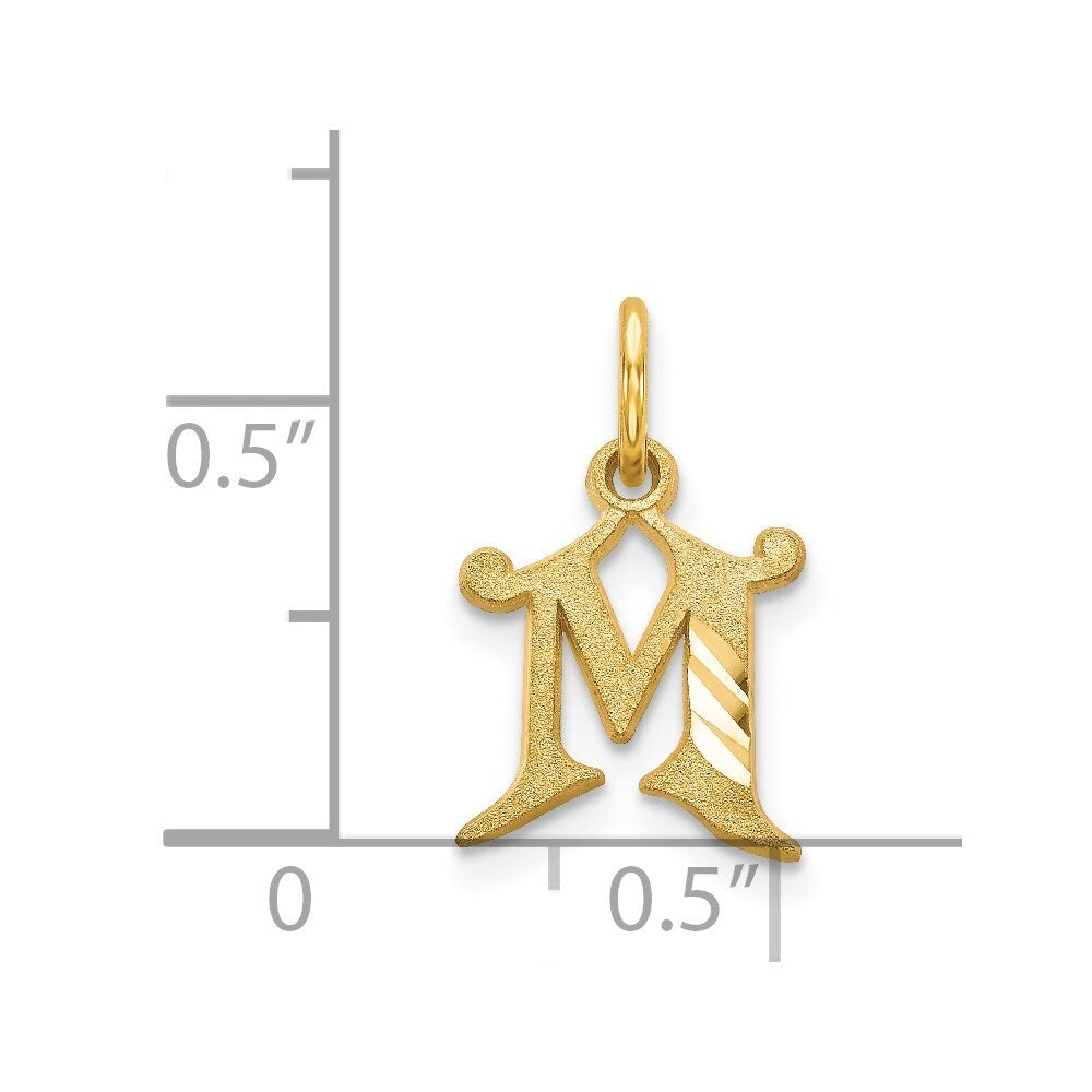 14k Yellow Gold Letter M Initial Charm Pendant for Women