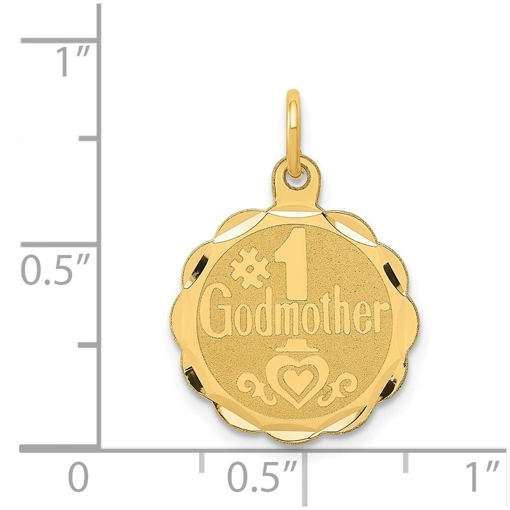 14k Yellow Gold #1 GODMOTHER Charm Pendant for Women
