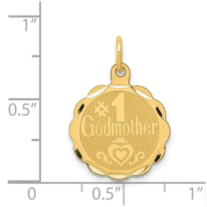 14k Yellow Gold #1 GODMOTHER Charm Pendant for Women