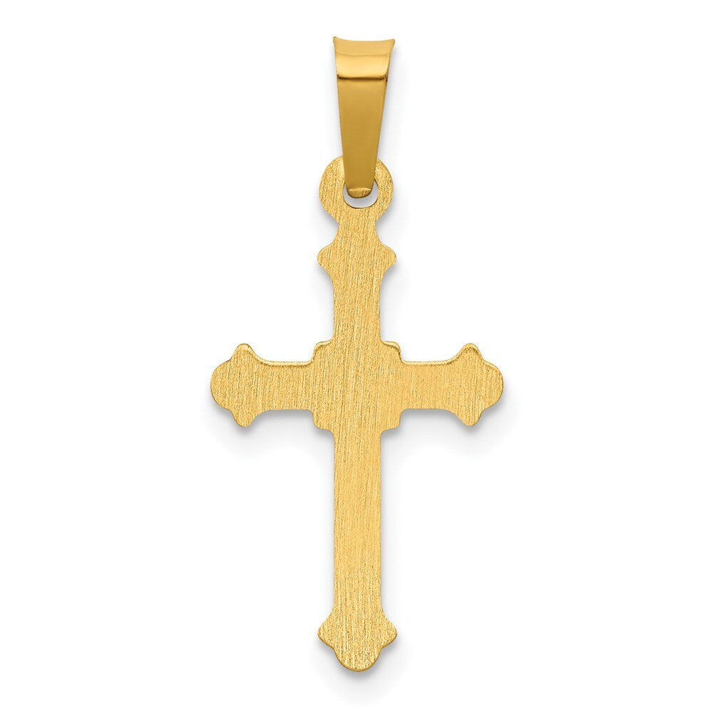 14k Yellow Gold Polished Small Fleur de Lis Cross Pendant for Women