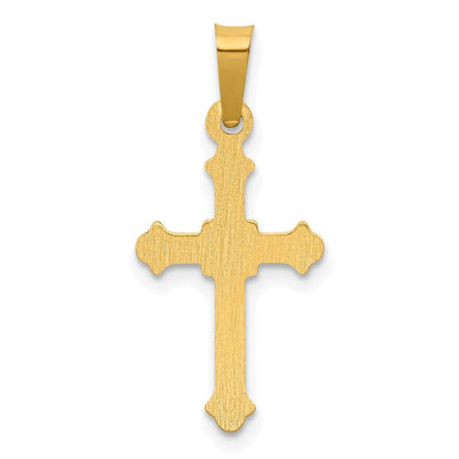 14k Yellow Gold Polished Small Fleur de Lis Cross Pendant for Women