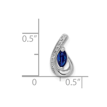 14k White Gold Diamond and .28 Sapphire Teardrop Slide Pendant for Women