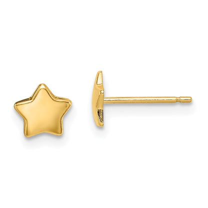 14k Yellow Gold Star Stud Earrings Gift for Women