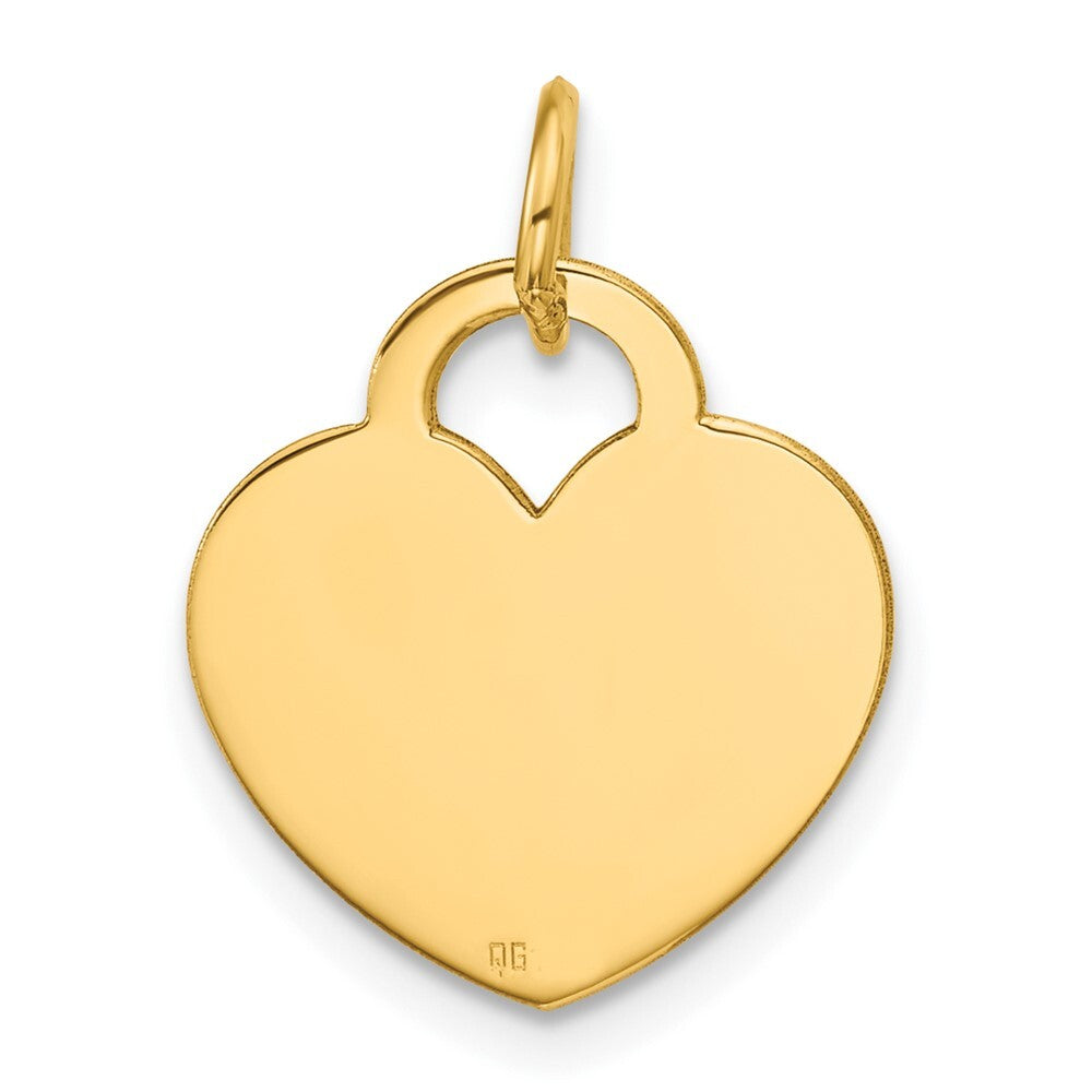 14k Yellow Gold Polished Heart Shaped Disc Pendant for Women