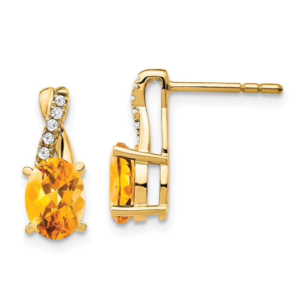 14k Yellow Gold Citrine and Diamond Drop & Dangle Earrings
