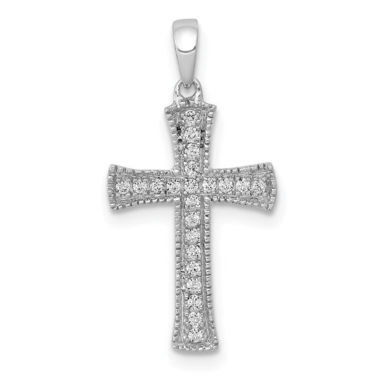 14k White Gold 1/10ct. Diamond Cross Pendant for Women