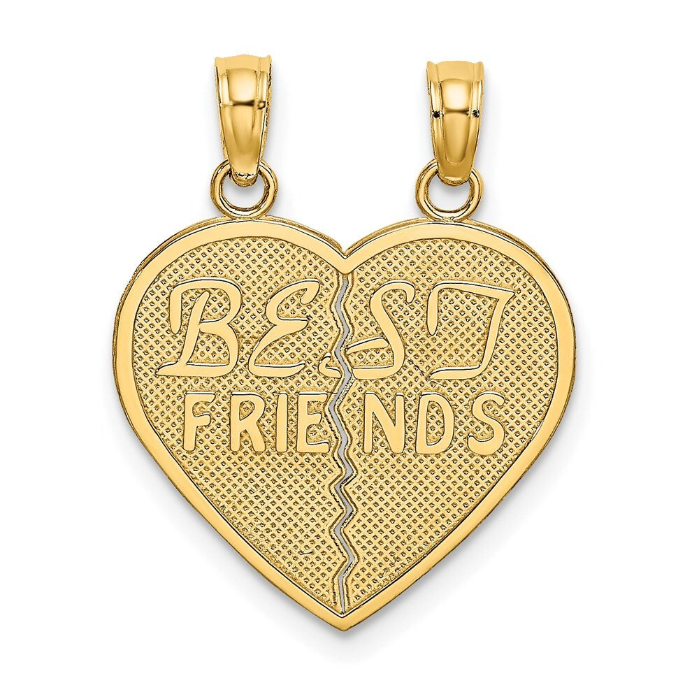 14k Yellow Gold BEST FRIENDS Break-a-part Heart Charm Pendant for Women
