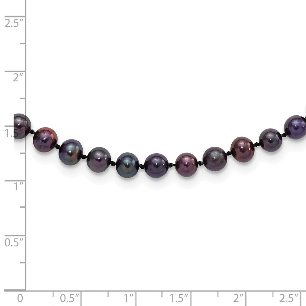 Sterling Silver Rhodium-plated 5-6mm Black Cultured Pearl Necklace 20"