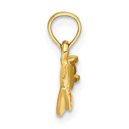 14k Yellow Gold 2-D Textured SPEED BOAT Charm