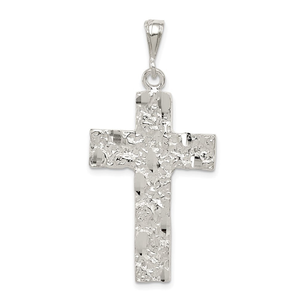 Sterling Silver Nugget Cross Pendant Holiday Gift for Women