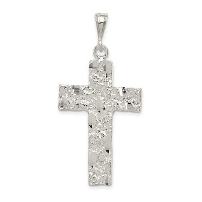 Sterling Silver Nugget Cross Pendant Holiday Gift for Women