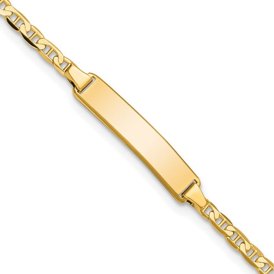 14k Yellow Gold Solid Chain Flat Anchor Link 20x4mm Plate 6" ID Bracelet