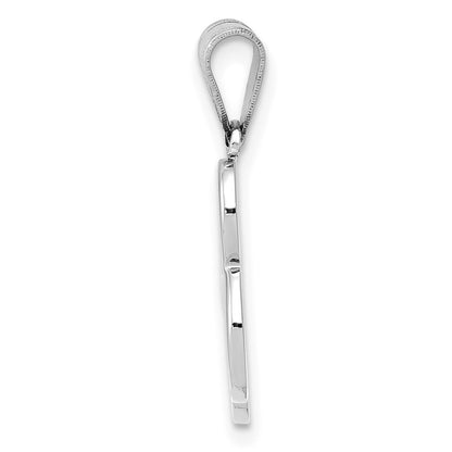 14K White White Gold Script Letter B Initial Pendant