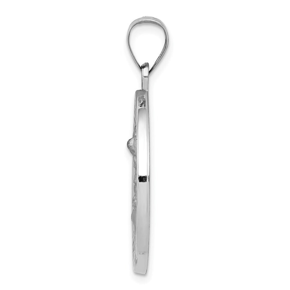 14k White Gold Polished/Satin St Michael Medal Hollow Pendant for Women