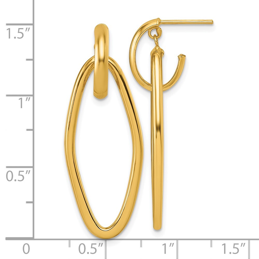 14k Yellow Gold Polished Dangle Earrings Gift for Women