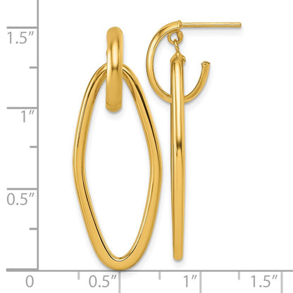14k Yellow Gold Polished Dangle Earrings Gift for Women