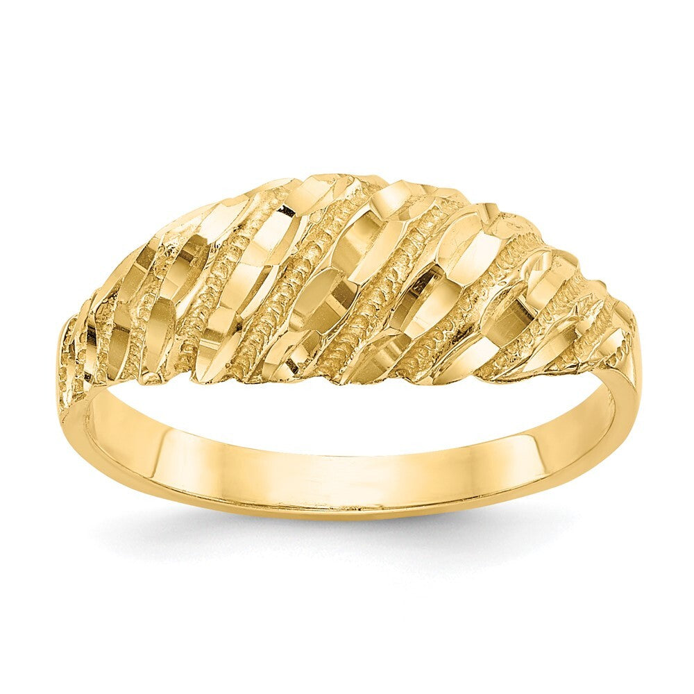 14K Yellow Gold Diamond-Cut Dome Ring
