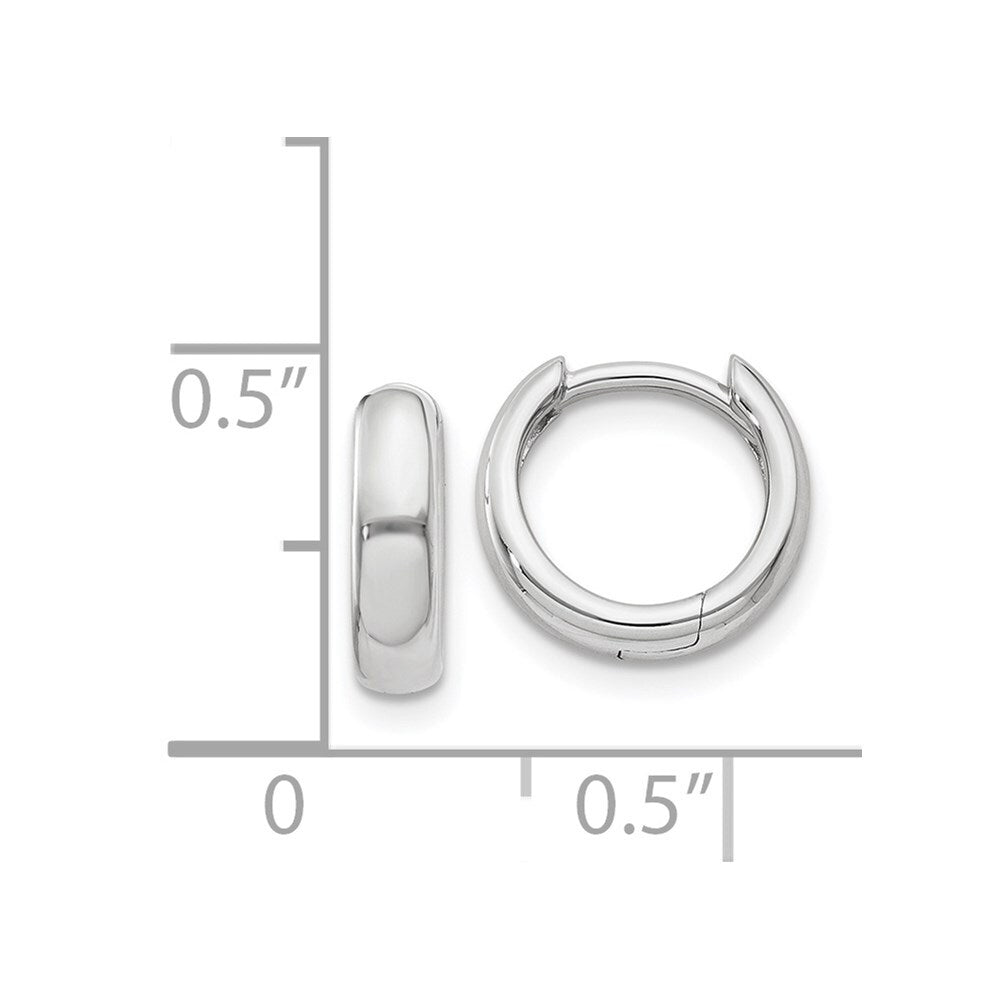 14k White Gold Round Hinged Hoop Earrings Gift for Women