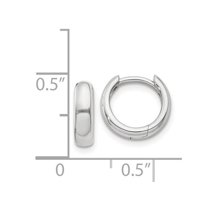 14k White Gold Round Hinged Hoop Earrings Gift for Women