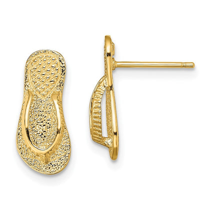 14k Yellow Gold Large Flip-Flop Stud Earrings Gift for Women