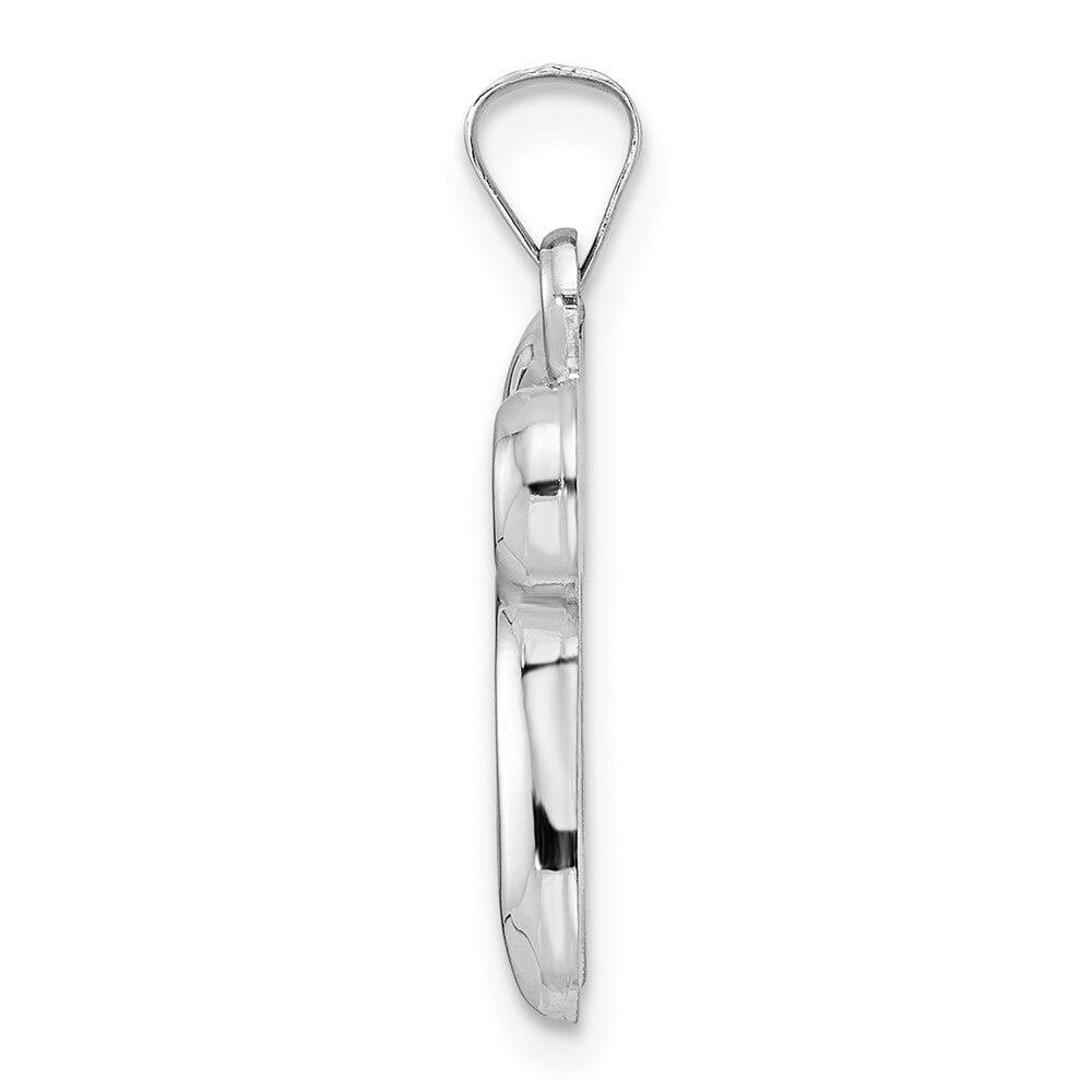 14k White Gold Polished Hollow Chai Symbol Pendant for Women