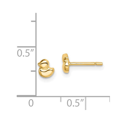14k Yellow Gold Duck Stud Earrings Gift for Women