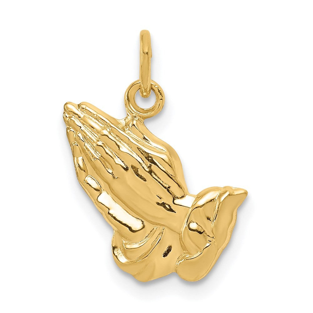 14k Yellow Gold Praying Hands Charm Pendant